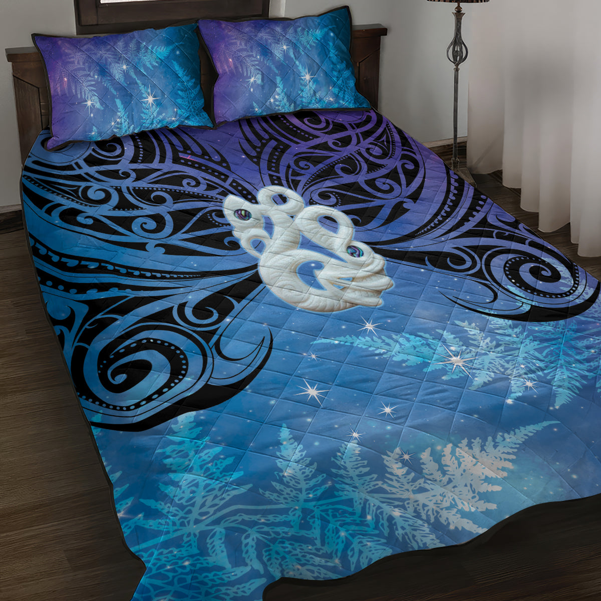 New Zealand Matariki Quilt Bed Set Aotearoa Maori New Year Manaia Galaxy Vibes LT14 Blue - Polynesian Pride