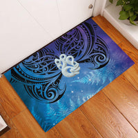 New Zealand Matariki Rubber Doormat Aotearoa Maori New Year Manaia Galaxy Vibes LT14 Blue - Polynesian Pride