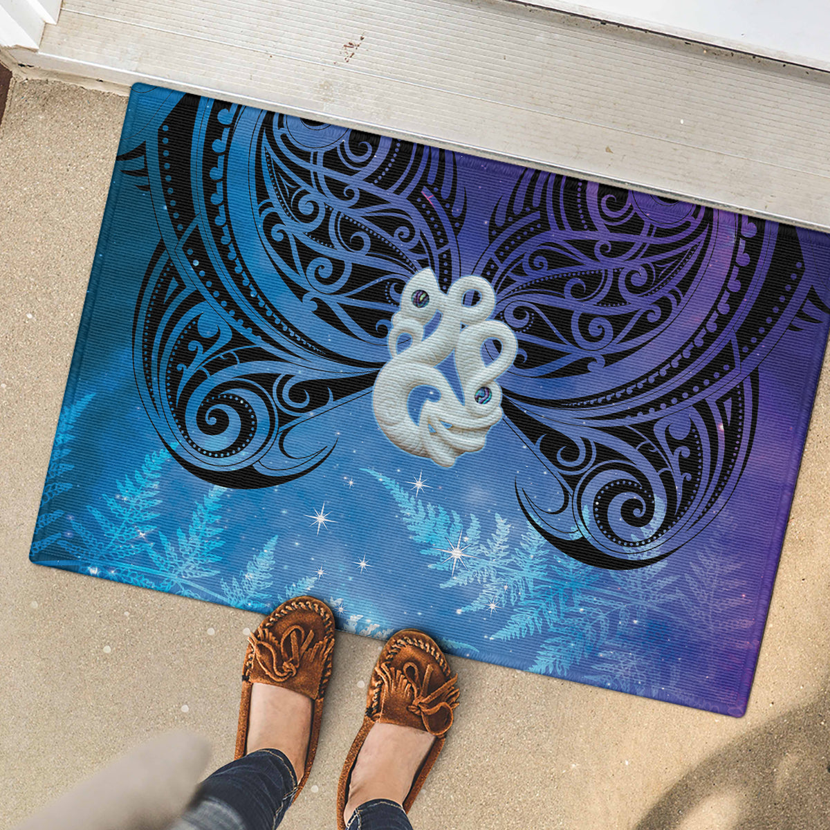 New Zealand Matariki Rubber Doormat Aotearoa Maori New Year Manaia Galaxy Vibes LT14 - Polynesian Pride