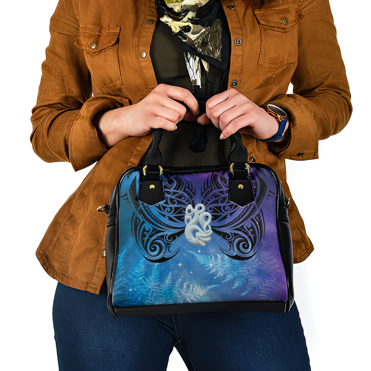 New Zealand Matariki Shoulder Handbag Aotearoa Maori New Year Manaia Galaxy Vibes LT14 - Polynesian Pride