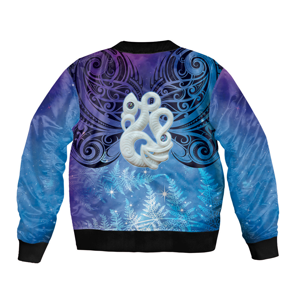 New Zealand Matariki Sleeve Zip Bomber Jacket Aotearoa Maori New Year Manaia Galaxy Vibes LT14 - Polynesian Pride