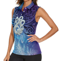 New Zealand Matariki Women Sleeveless Polo Shirt Aotearoa Maori New Year Manaia Galaxy Vibes