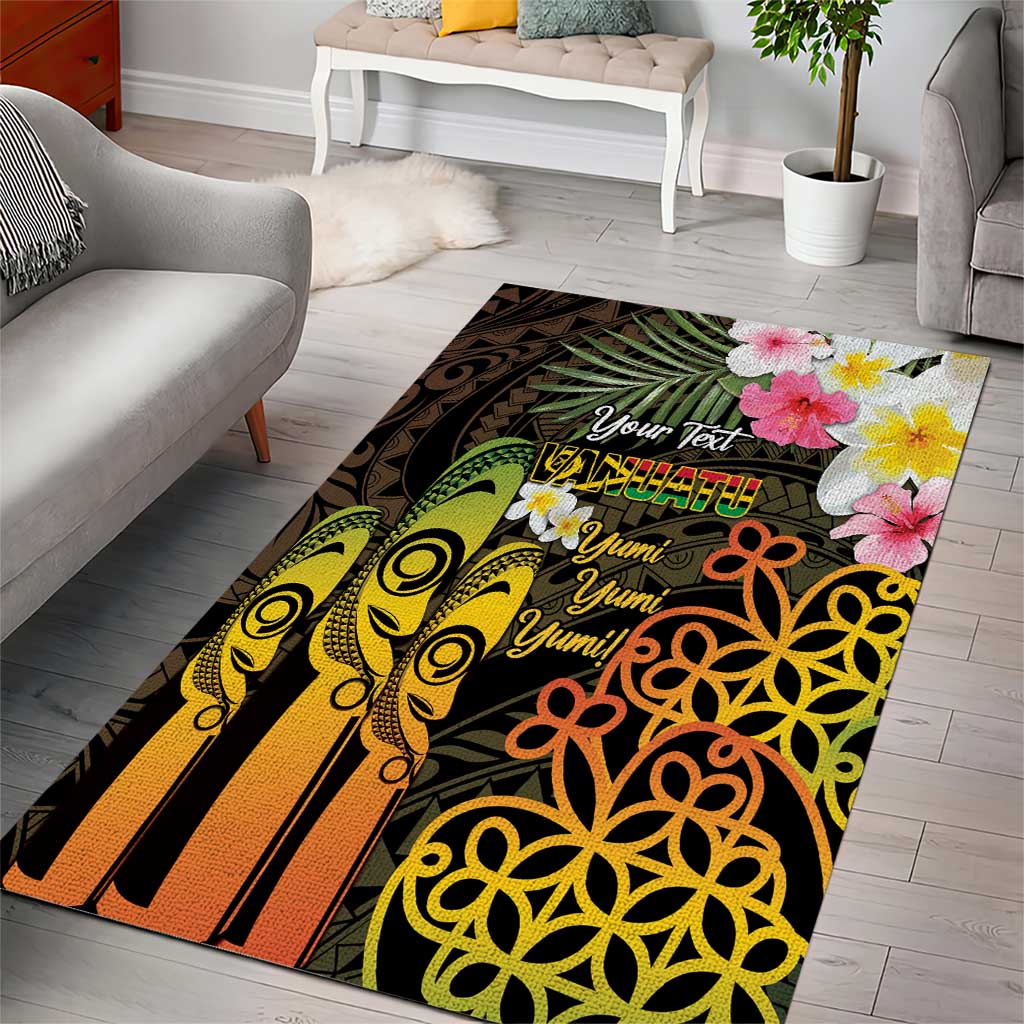 Personalised Vanuatu Independence Day Area Rug Carving Drum Sand Drawing Turtle