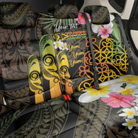 Personalised Vanuatu Independence Day Back Car Seat Cover Carving Drum Sand Drawing Turtle