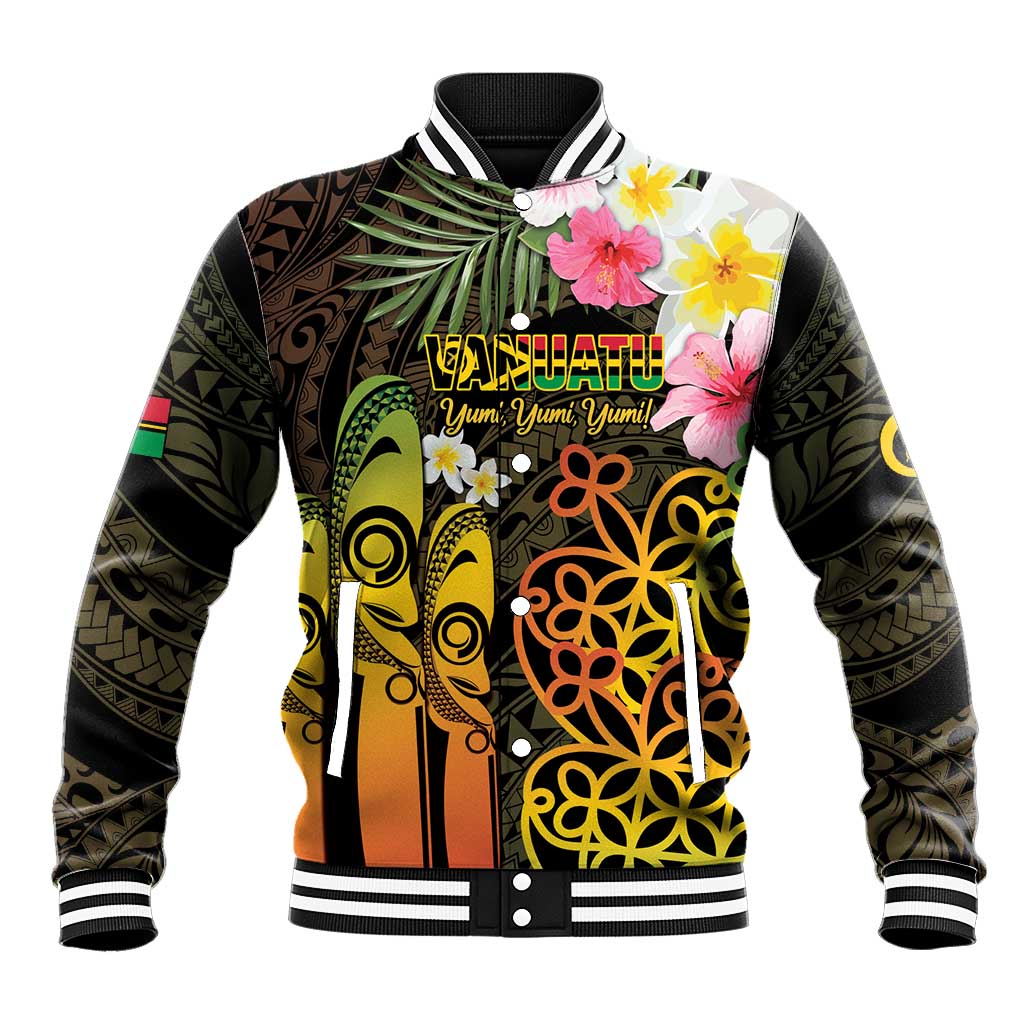 Personalised Vanuatu Independence Day Baseball Jacket Carving Drum Sand Drawing Turtle