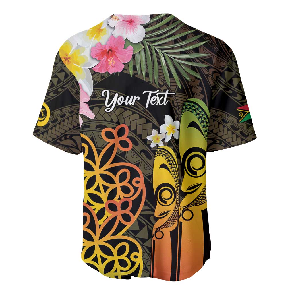 Personalised Vanuatu Independence Day Baseball Jersey Carving Drum Sand Drawing Turtle
