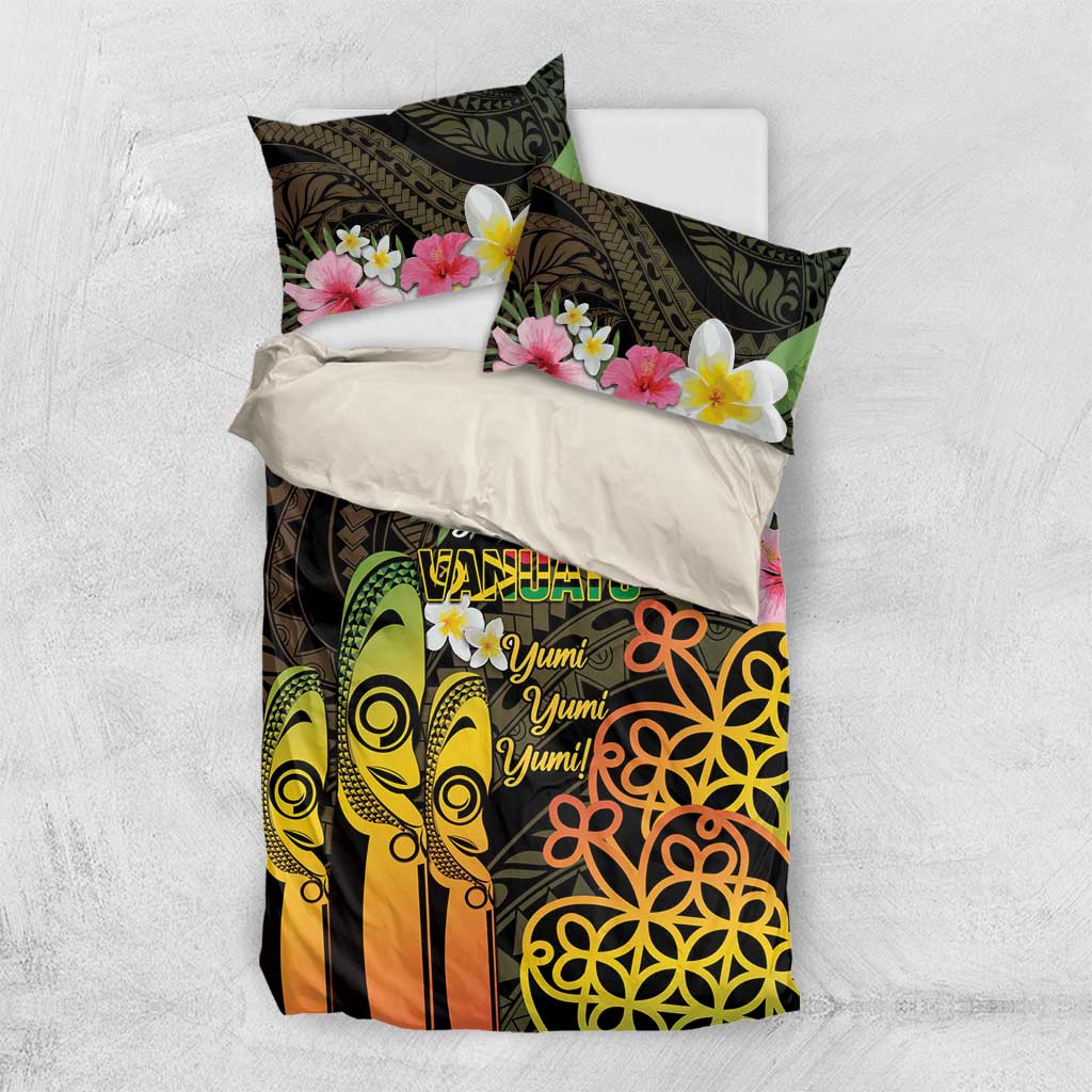 Personalised Vanuatu Independence Day Bedding Set Carving Drum Sand Drawing Turtle