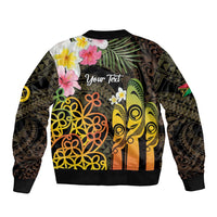 Personalised Vanuatu Independence Day Bomber Jacket Carving Drum Sand Drawing Turtle