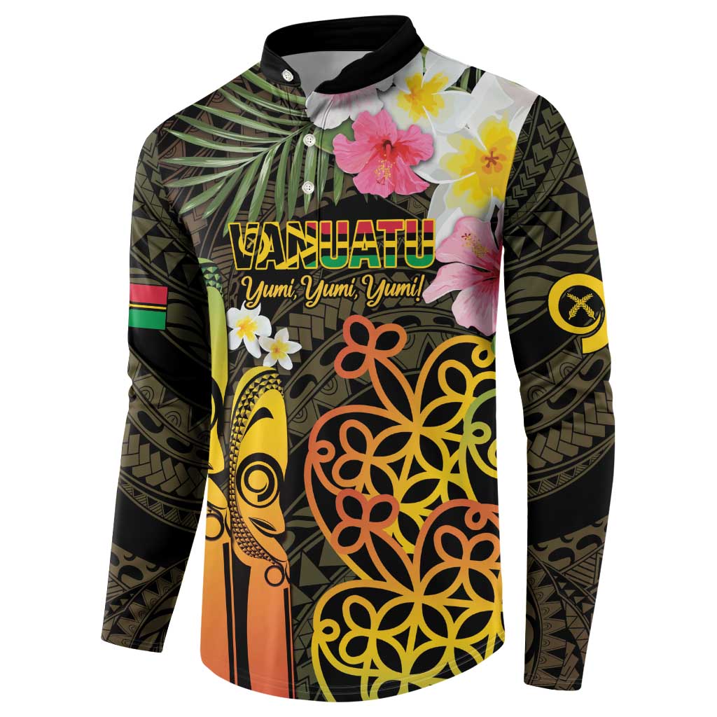 Personalised Vanuatu Independence Day Button Sweatshirt Carving Drum Sand Drawing Turtle