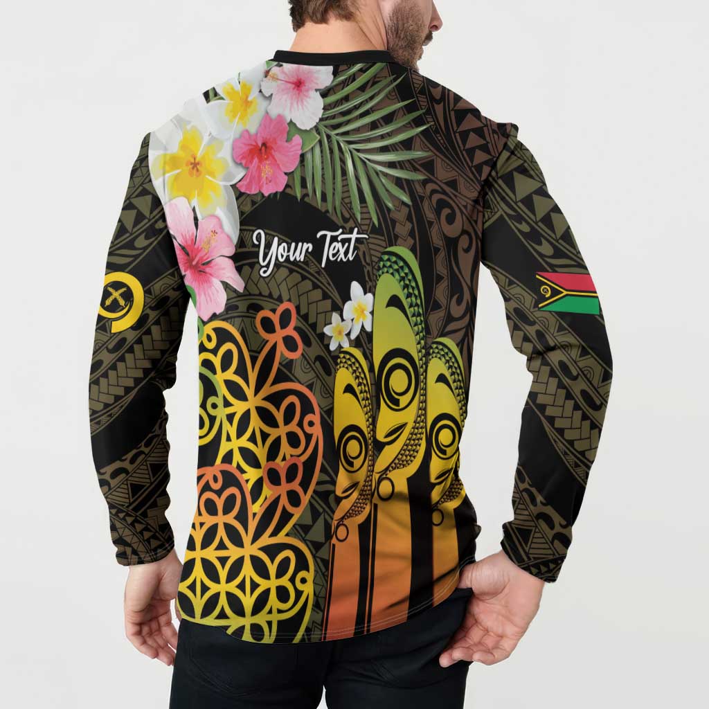 Personalised Vanuatu Independence Day Button Sweatshirt Carving Drum Sand Drawing Turtle