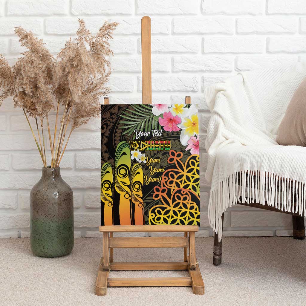 Personalised Vanuatu Independence Day Canvas Wall Art Carving Drum Sand Drawing Turtle