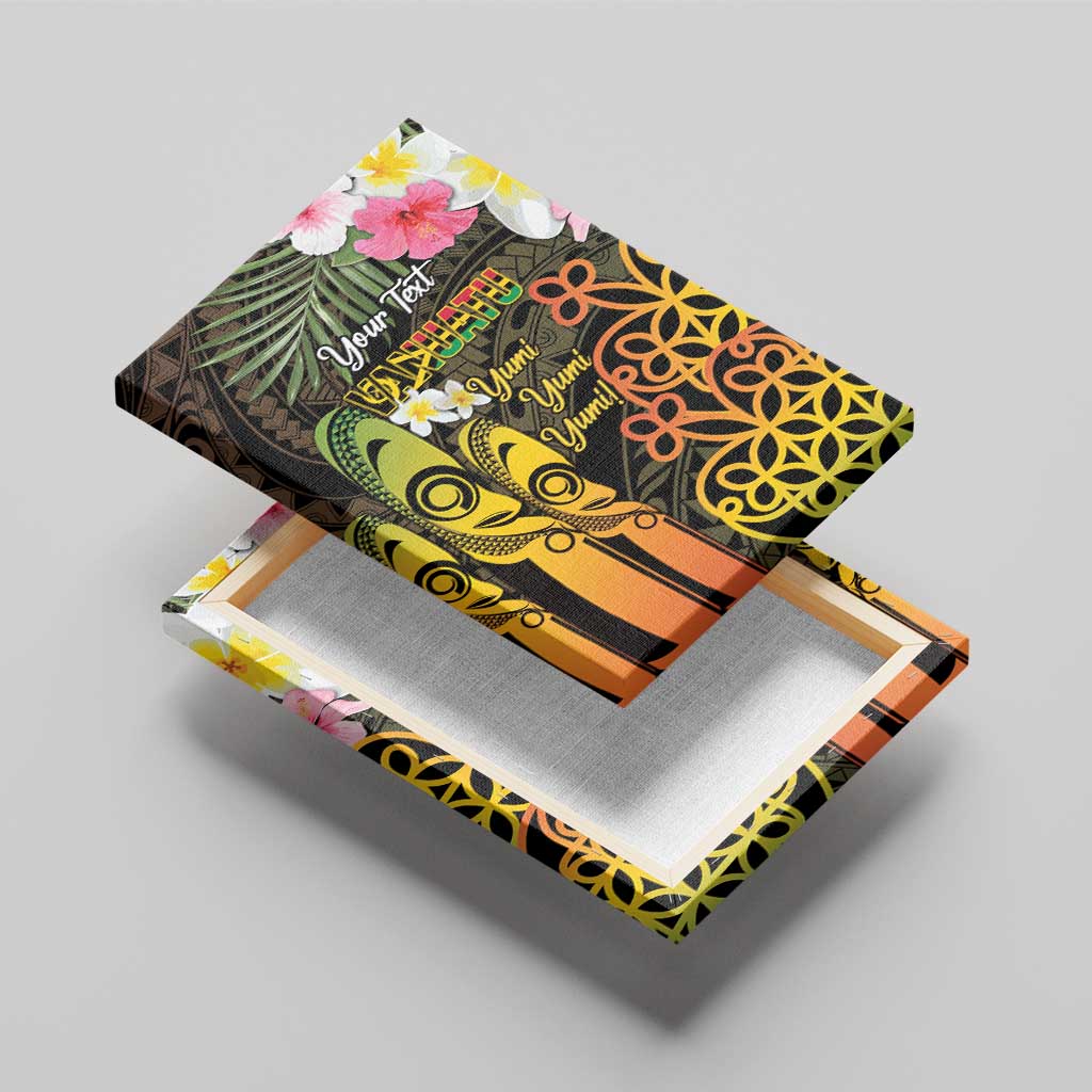 Personalised Vanuatu Independence Day Canvas Wall Art Carving Drum Sand Drawing Turtle