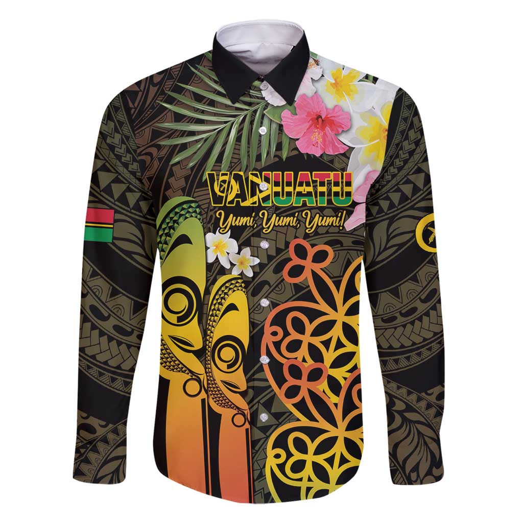 Personalised Vanuatu Independence Day Family Matching Off Shoulder Maxi Dress and Hawaiian Shirt Carving Drum Sand Drawing Turtle