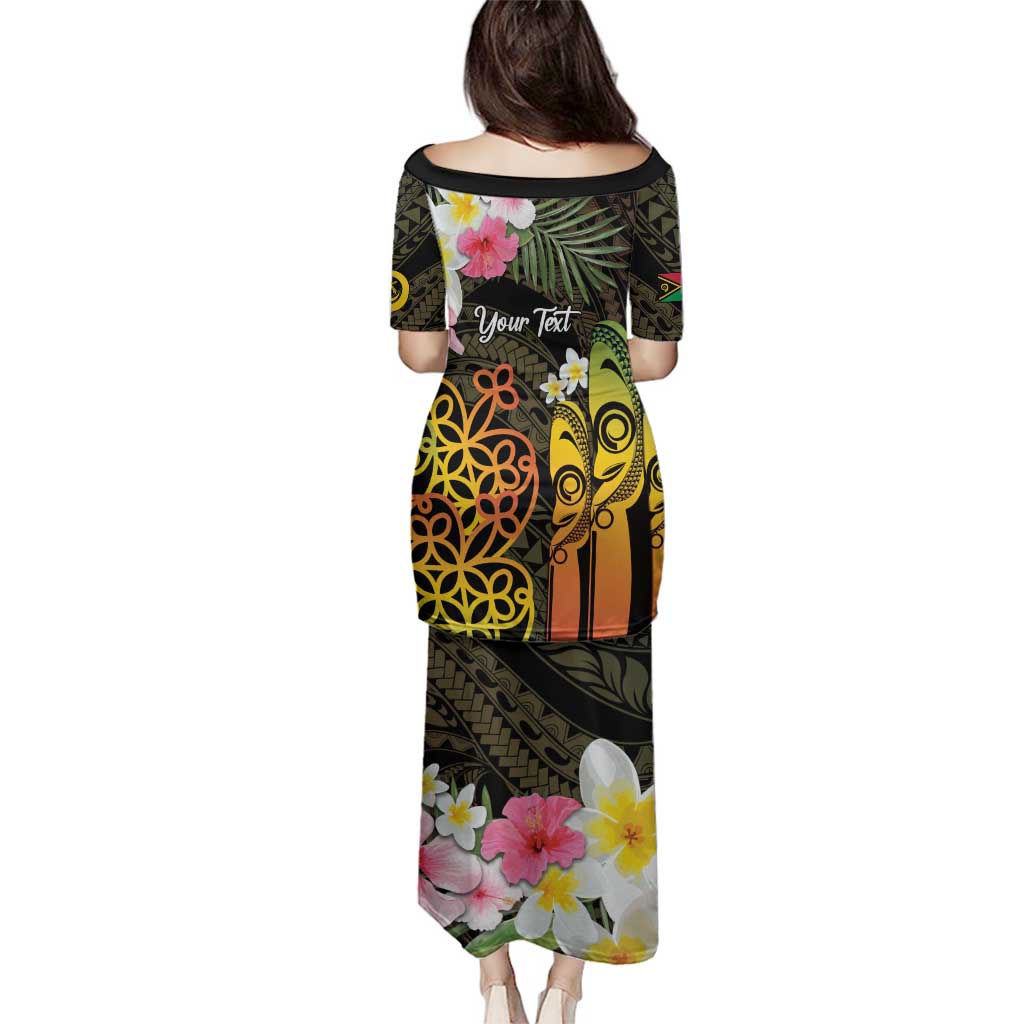 Personalised Vanuatu Independence Day Family Matching Puletasi and Hawaiian Shirt Carving Drum Sand Drawing Turtle