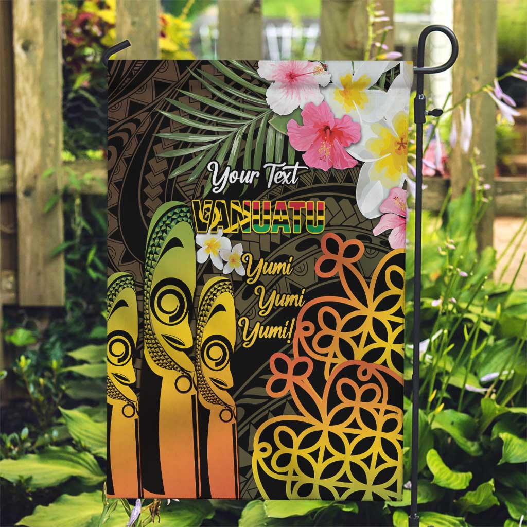 Personalised Vanuatu Independence Day Garden Flag Carving Drum Sand Drawing Turtle