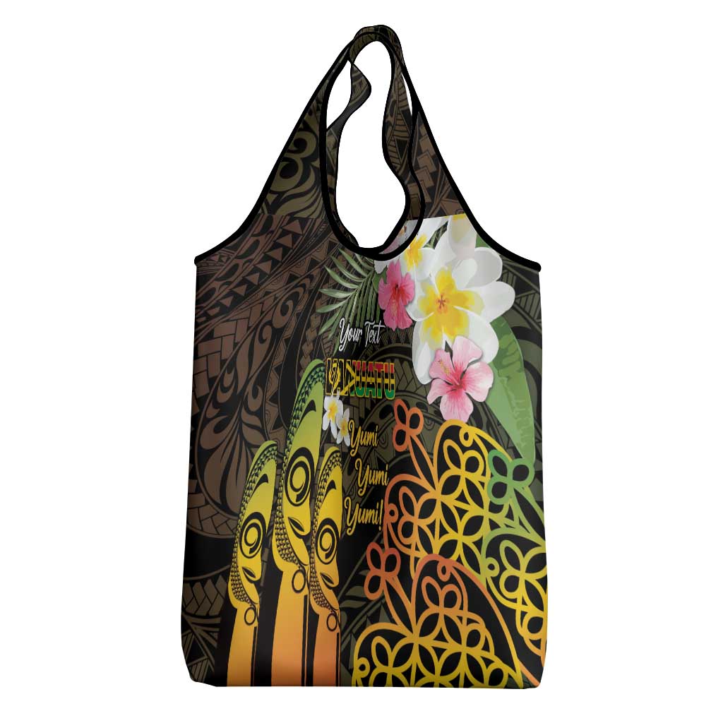 Personalised Vanuatu Independence Day Grocery Bag Carving Drum Sand Drawing Turtle