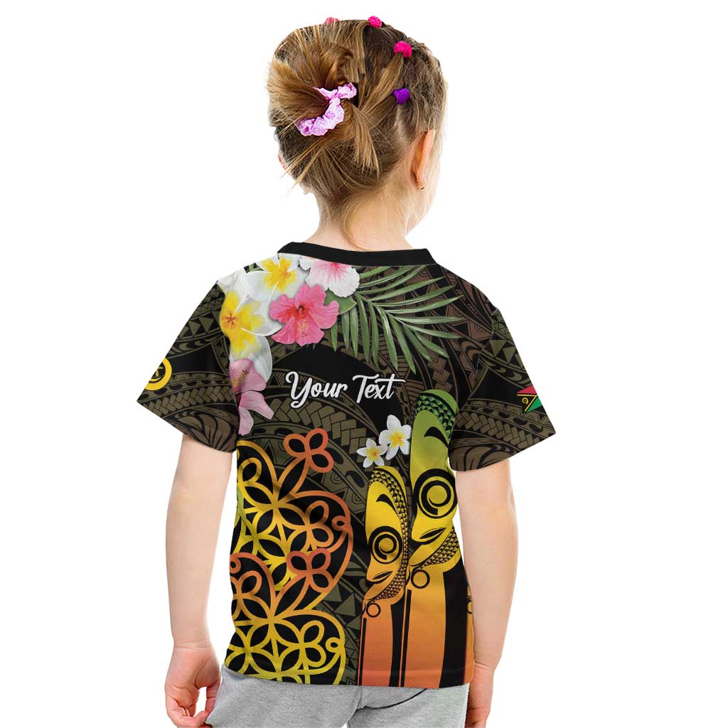 Personalised Vanuatu Independence Day Kid T Shirt Carving Drum Sand Drawing Turtle