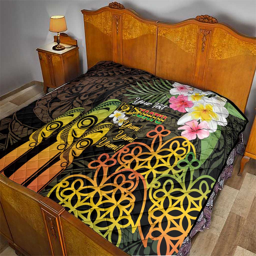 Personalised Vanuatu Independence Day Quilt Carving Drum Sand Drawing Turtle