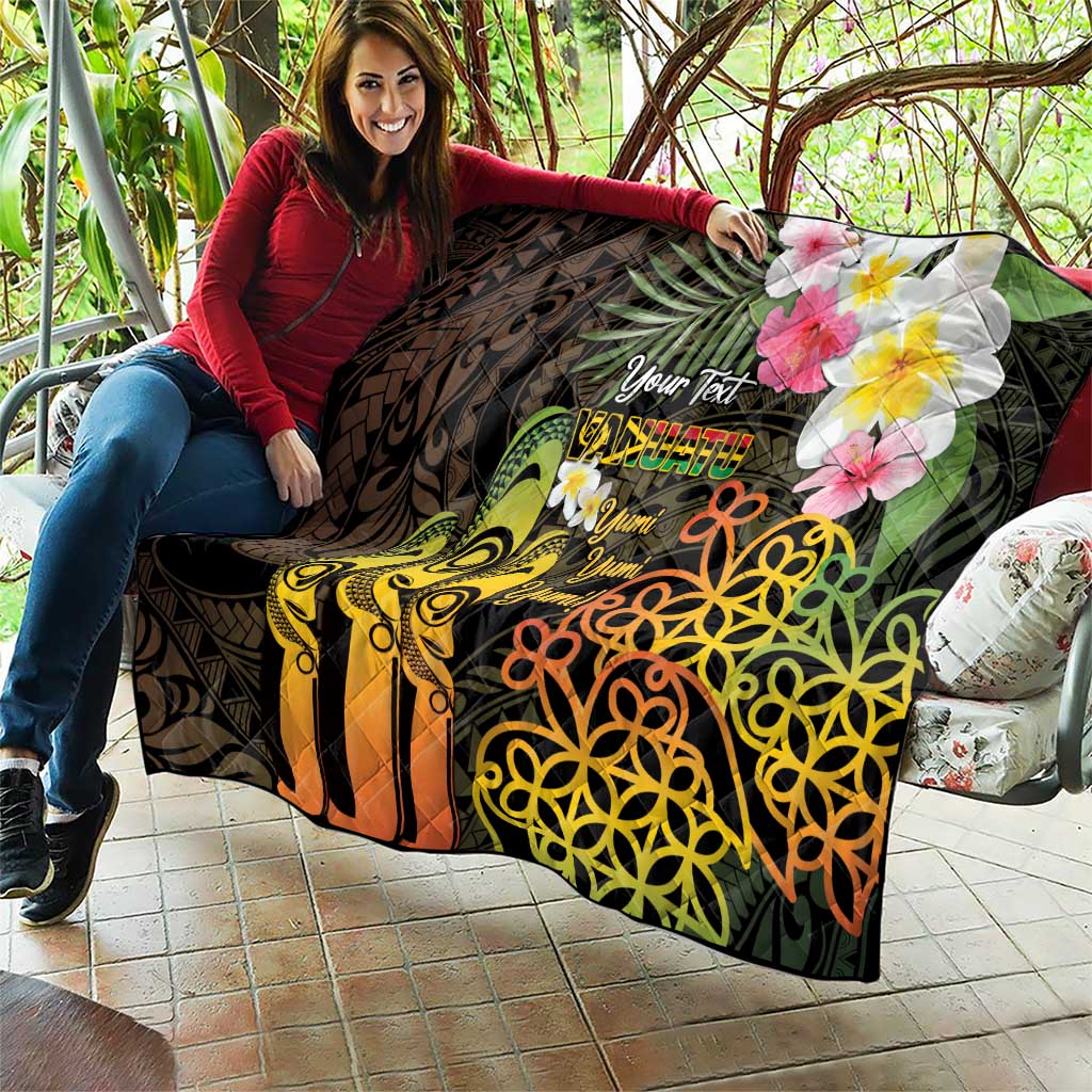 Personalised Vanuatu Independence Day Quilt Carving Drum Sand Drawing Turtle