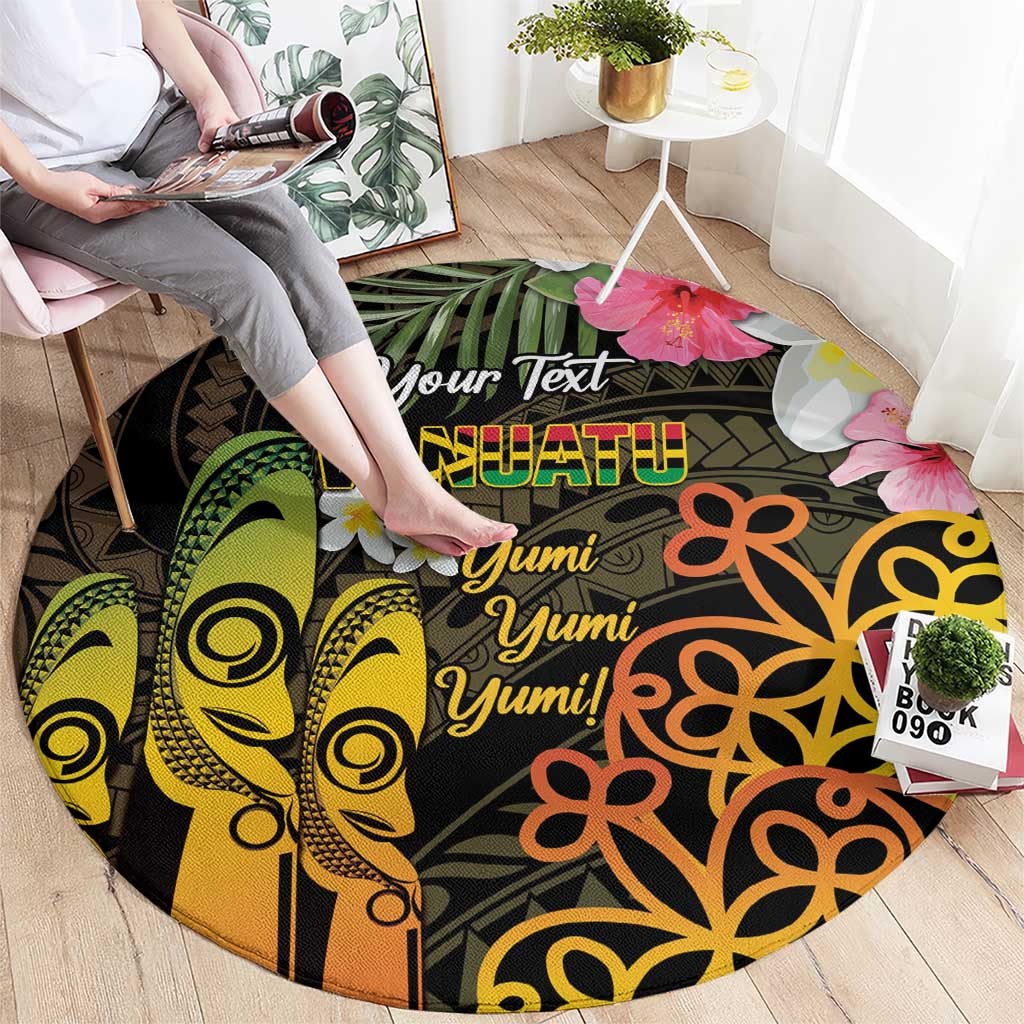 Personalised Vanuatu Independence Day Round Carpet Carving Drum Sand Drawing Turtle