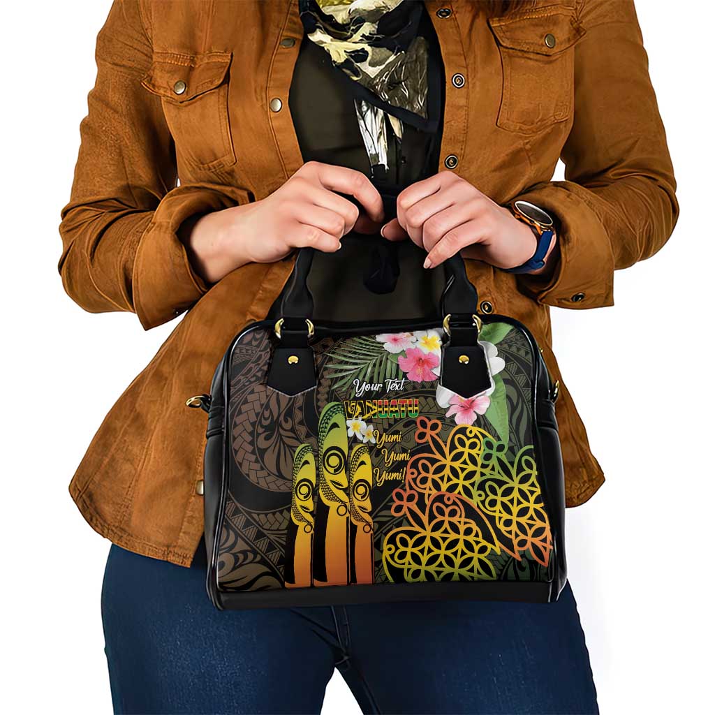 Personalised Vanuatu Independence Day Shoulder Handbag Carving Drum Sand Drawing Turtle