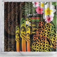 Personalised Vanuatu Independence Day Shower Curtain Carving Drum Sand Drawing Turtle