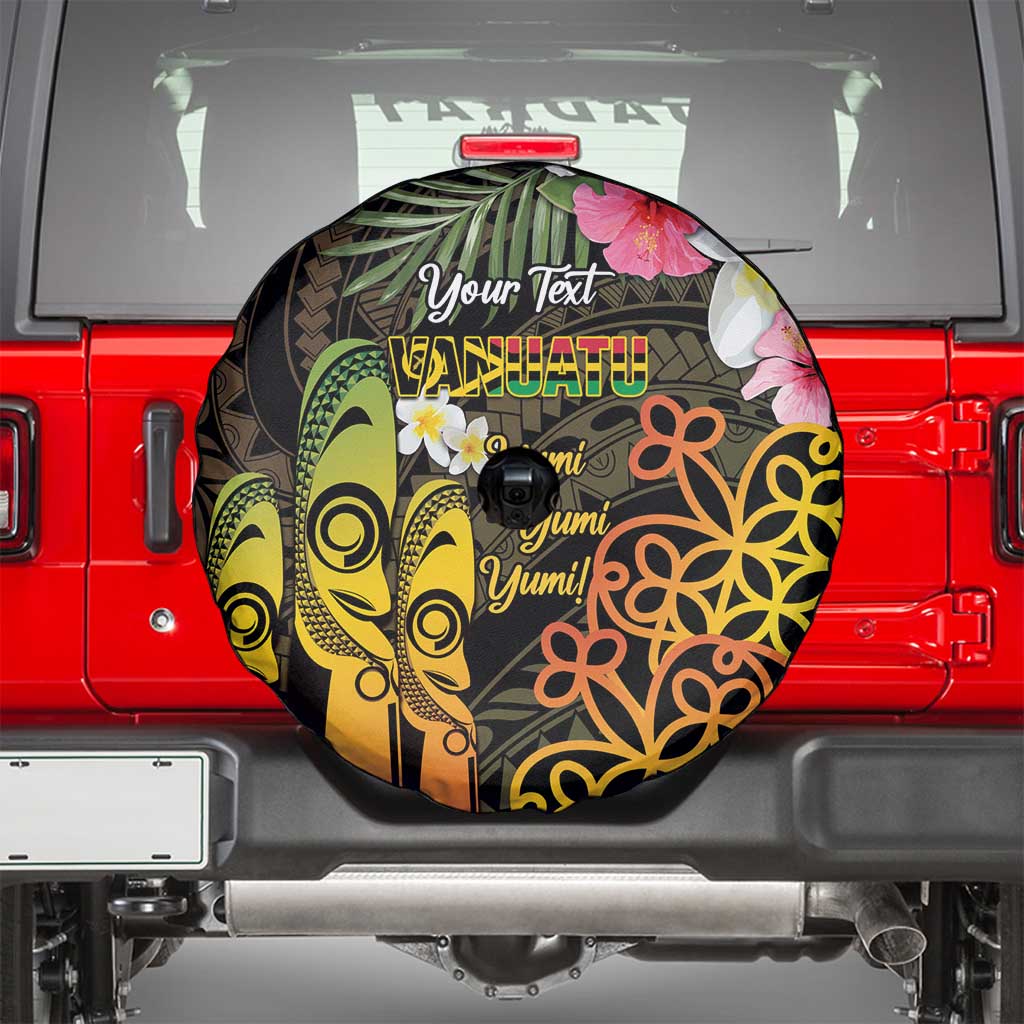 Personalised Vanuatu Independence Day Spare Tire Cover Carving Drum Sand Drawing Turtle