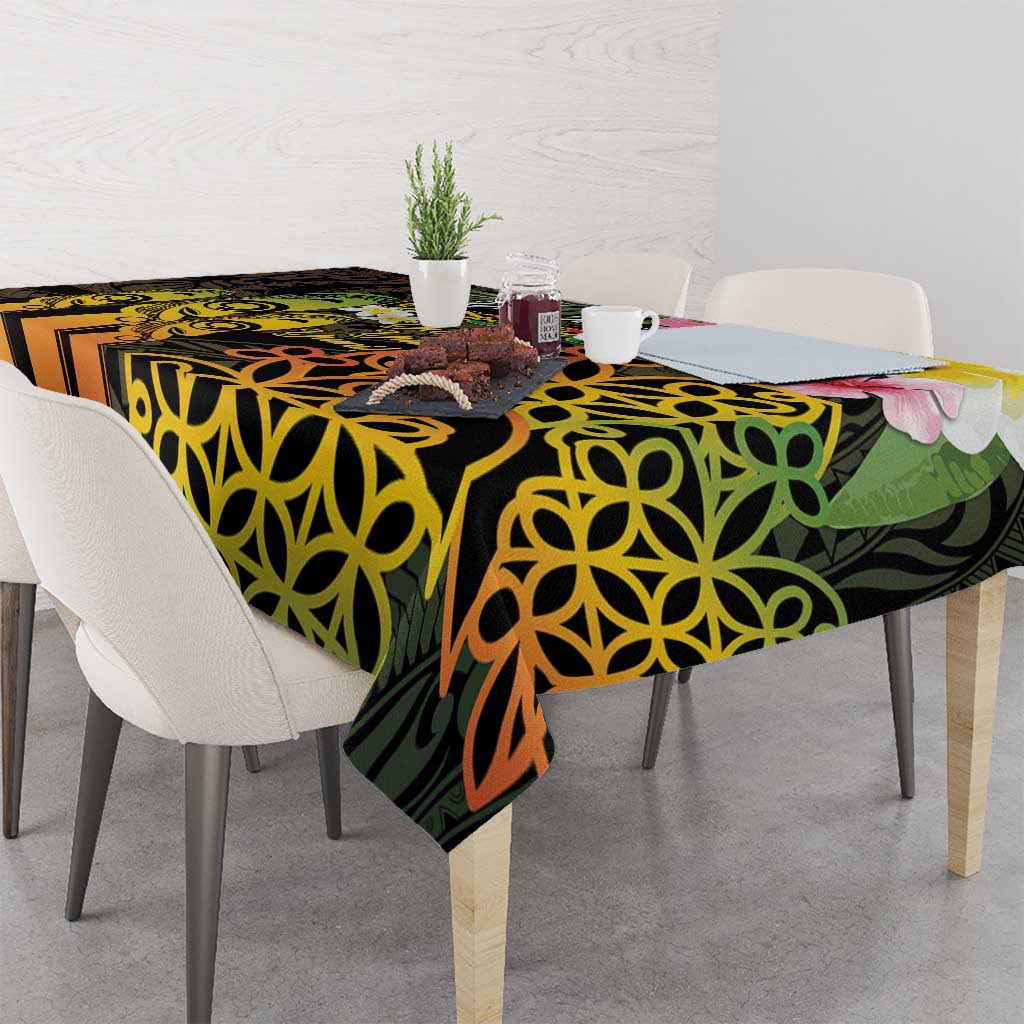 Personalised Vanuatu Independence Day Tablecloth Carving Drum Sand Drawing Turtle