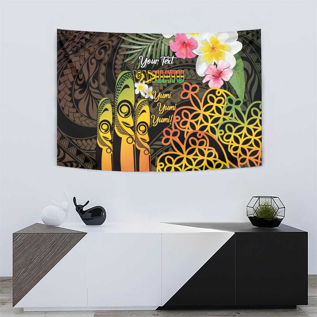 Personalised Vanuatu Independence Day Tapestry Carving Drum Sand Drawing Turtle