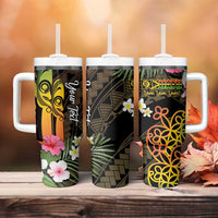 Personalised Vanuatu Independence Day Tumbler With Handle Carving Drum Sand Drawing Turtle LT14 - Polynesian Pride