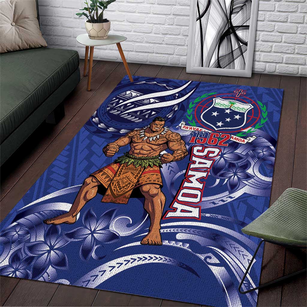 Samoa Independence Day Area Rug 1962 Proud Samoan Warrior