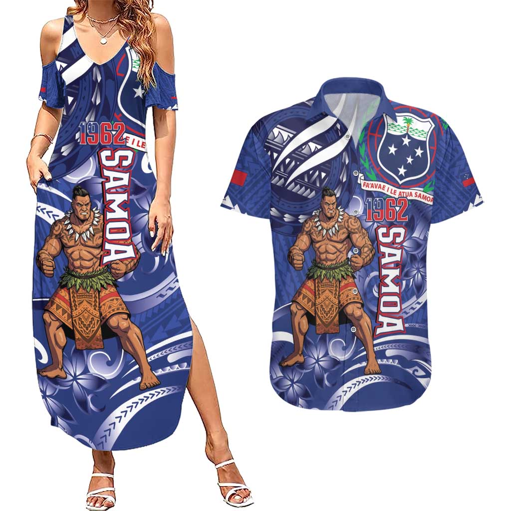 Samoa Independence Day Couples Matching Summer Maxi Dress and Hawaiian Shirt 1962 Proud Samoan Warrior