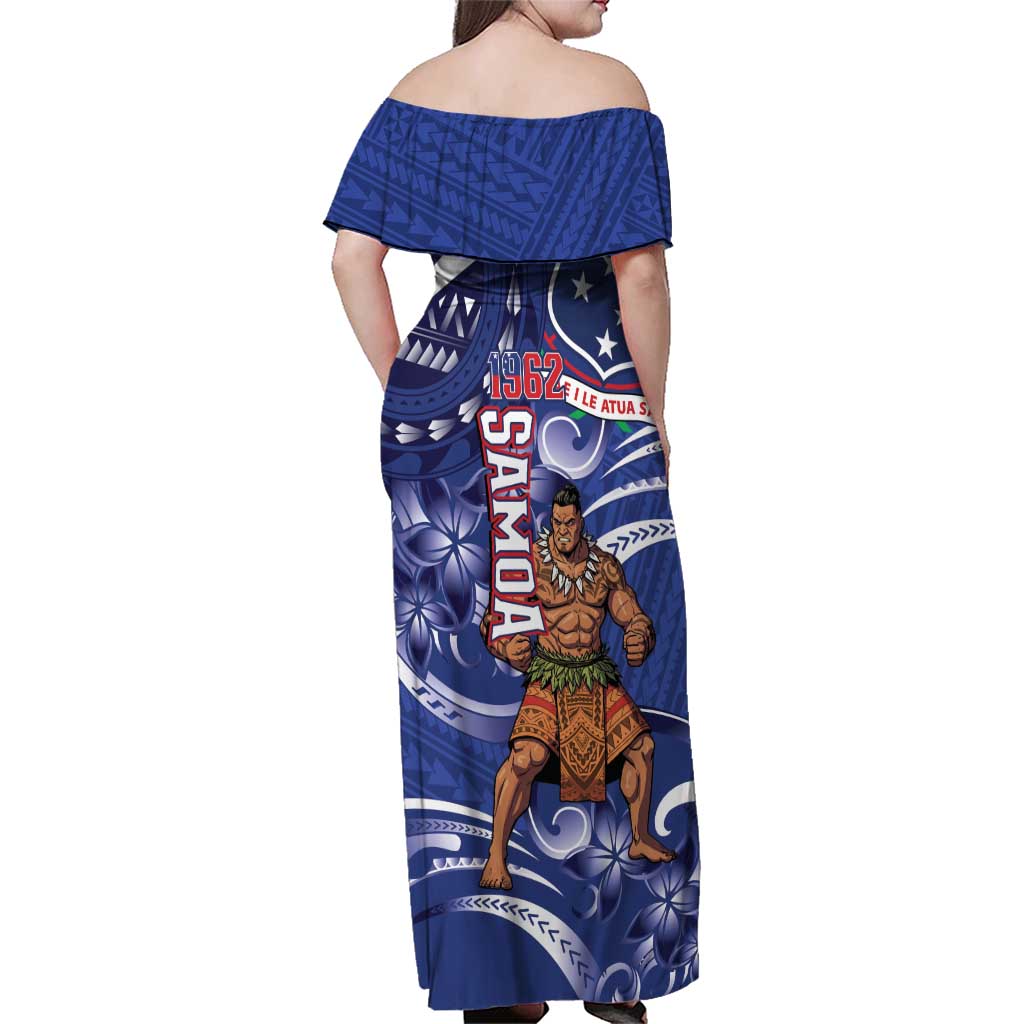 Samoa Independence Day Family Matching Off Shoulder Maxi Dress and Hawaiian Shirt 1962 Proud Samoan Warrior