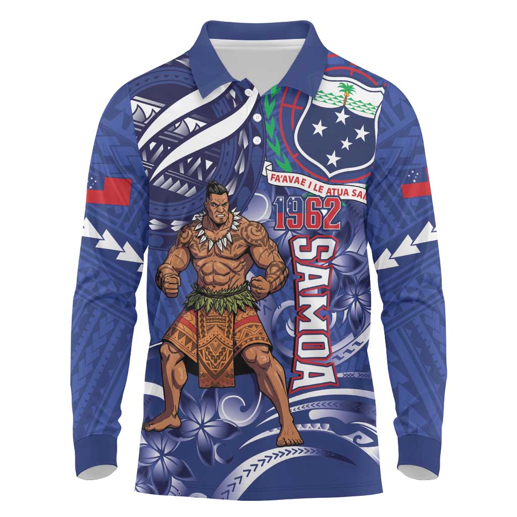 Samoa Independence Day Long Sleeve Polo Shirt 1962 Proud Samoan Warrior
