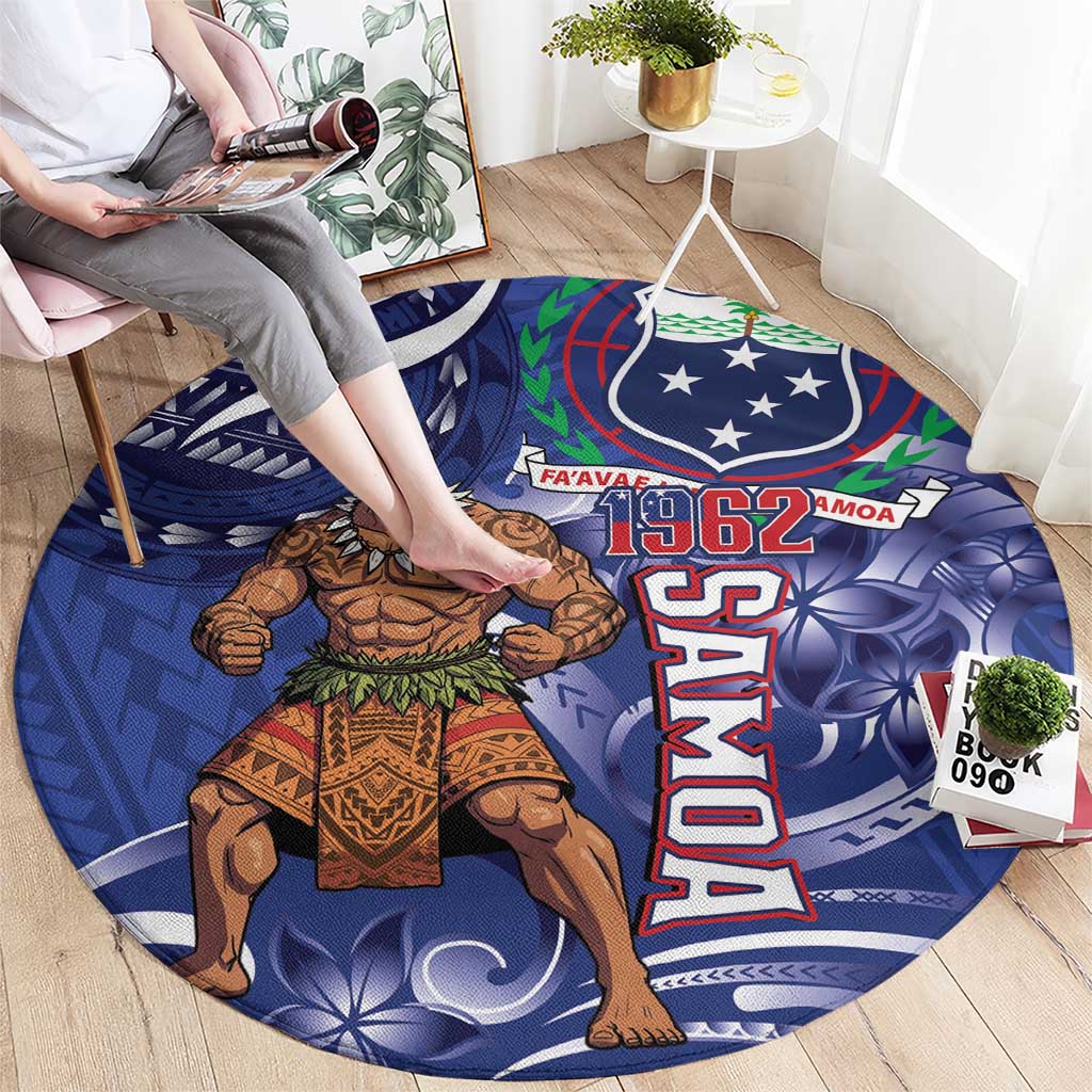 Samoa Independence Day Round Carpet 1962 Proud Samoan Warrior