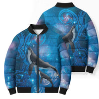 Paikea New Zealand Matariki Bomber Puffer Jacket Humpback Whale Taniko Motifs Ocean Vibes LT14 - Polynesian Pride