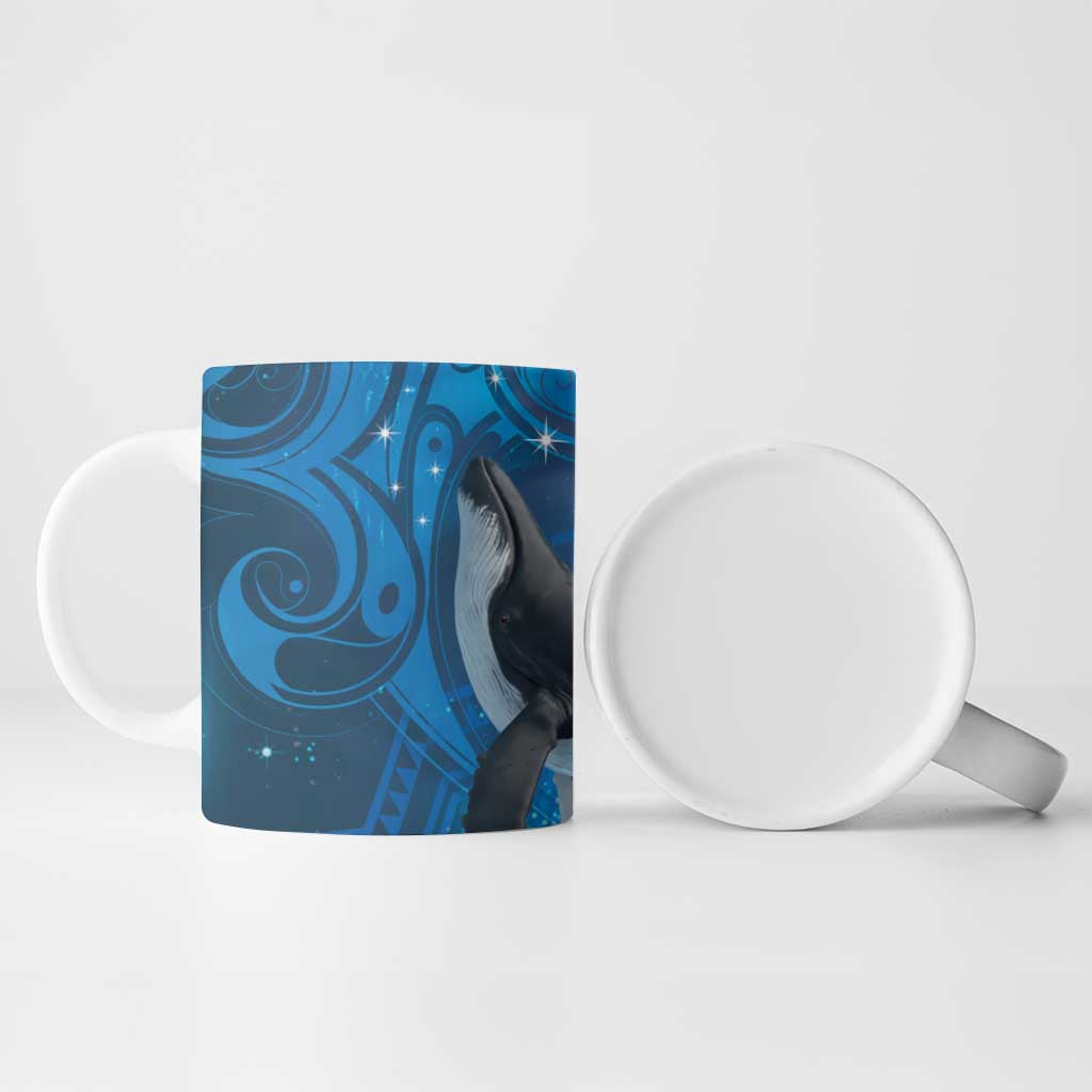 Paikea New Zealand Matariki Ceramic Mug Humpback Whale Taniko Motifs Ocean Vibes LT14 - Polynesian Pride