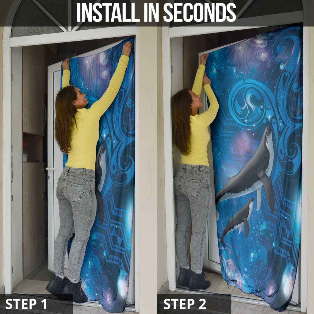 Paikea New Zealand Matariki Door Cover Humpback Whale Taniko Motifs Ocean Vibes LT14 - Polynesian Pride