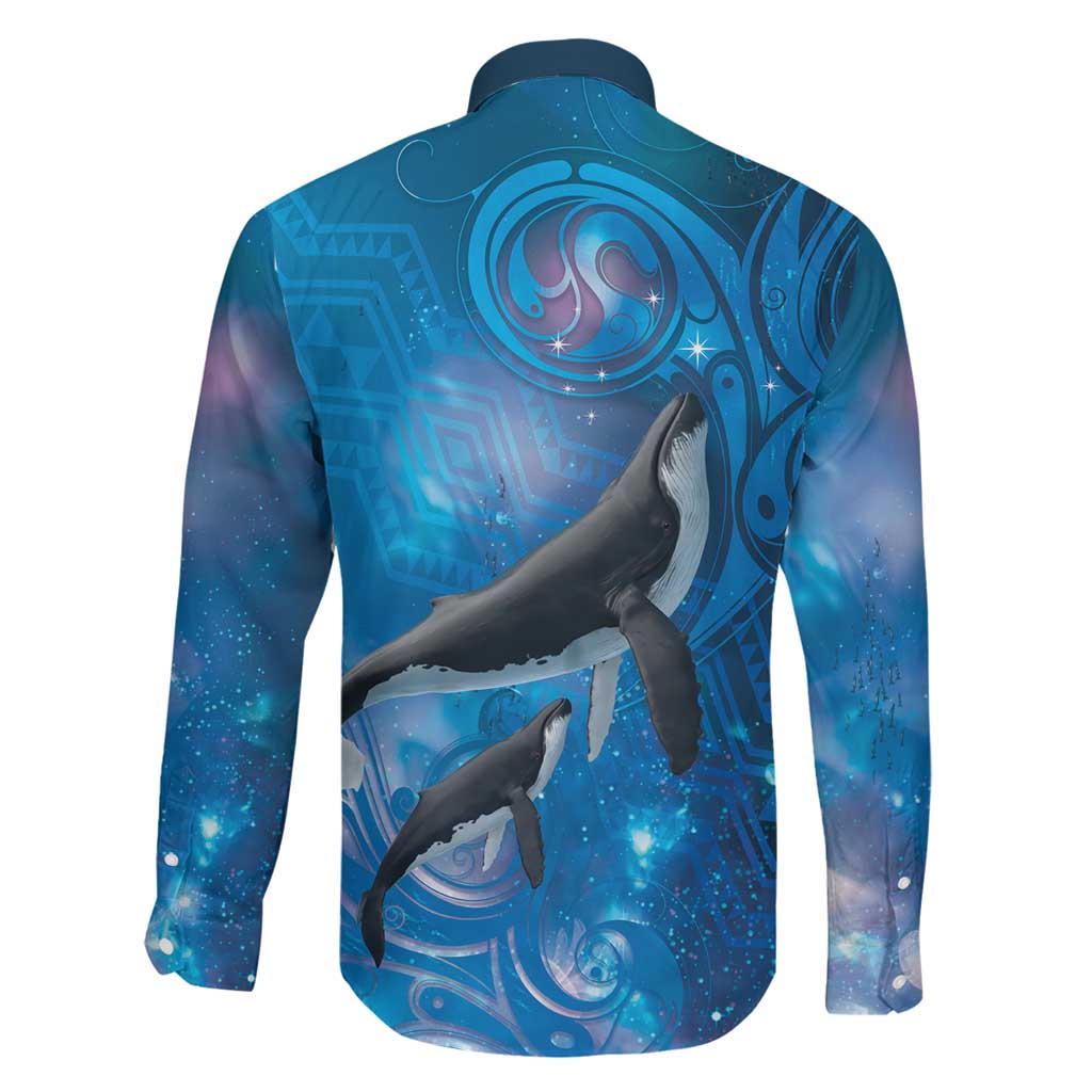 Paikea New Zealand Matariki Family Matching Summer Maxi Dress and Hawaiian Shirt Humpback Whale Taniko Motifs Ocean Vibes LT14 - Polynesian Pride