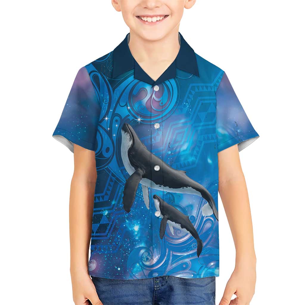 Paikea New Zealand Matariki Kid Hawaiian Shirt Humpback Whale Taniko Motifs Ocean Vibes