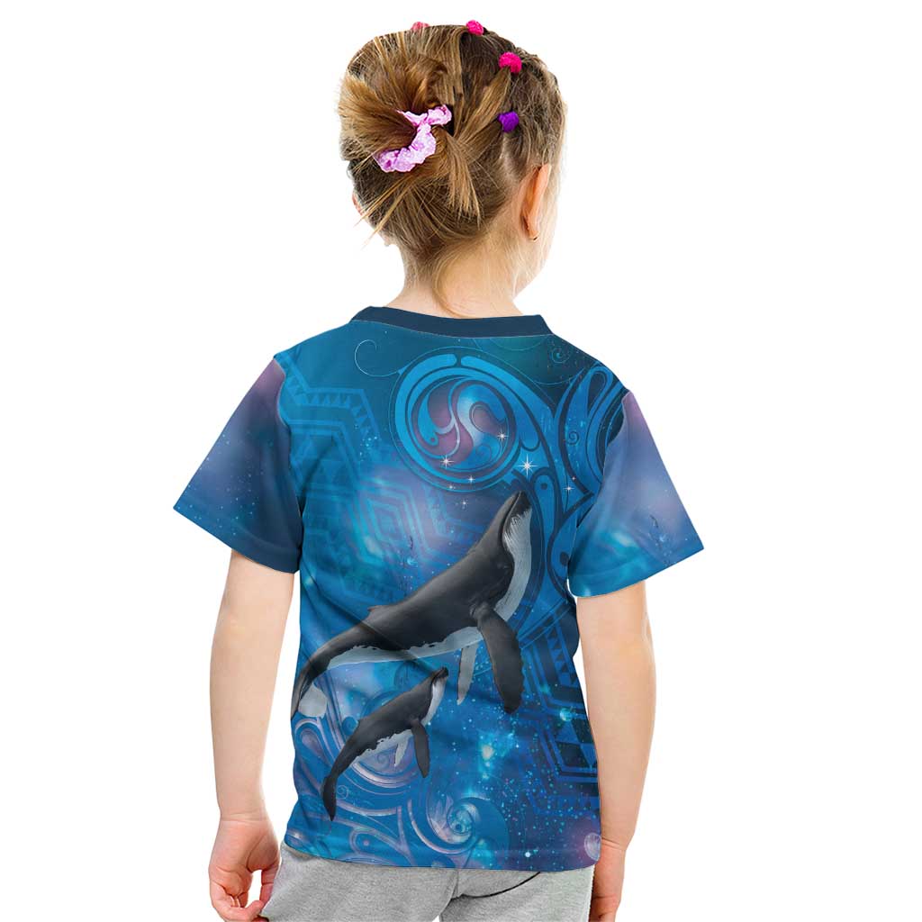 Paikea New Zealand Matariki Kid T Shirt Humpback Whale Taniko Motifs Ocean Vibes LT14 - Polynesian Pride