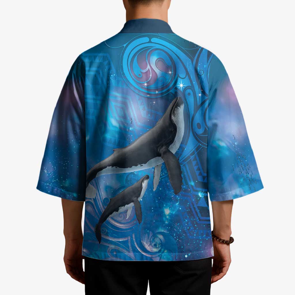 Paikea New Zealand Matariki Kimono Humpback Whale Taniko Motifs Ocean Vibes LT14 - Polynesian Pride
