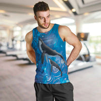 Paikea New Zealand Matariki Men Tank Top Humpback Whale Taniko Motifs Ocean Vibes LT14 Blue - Polynesian Pride