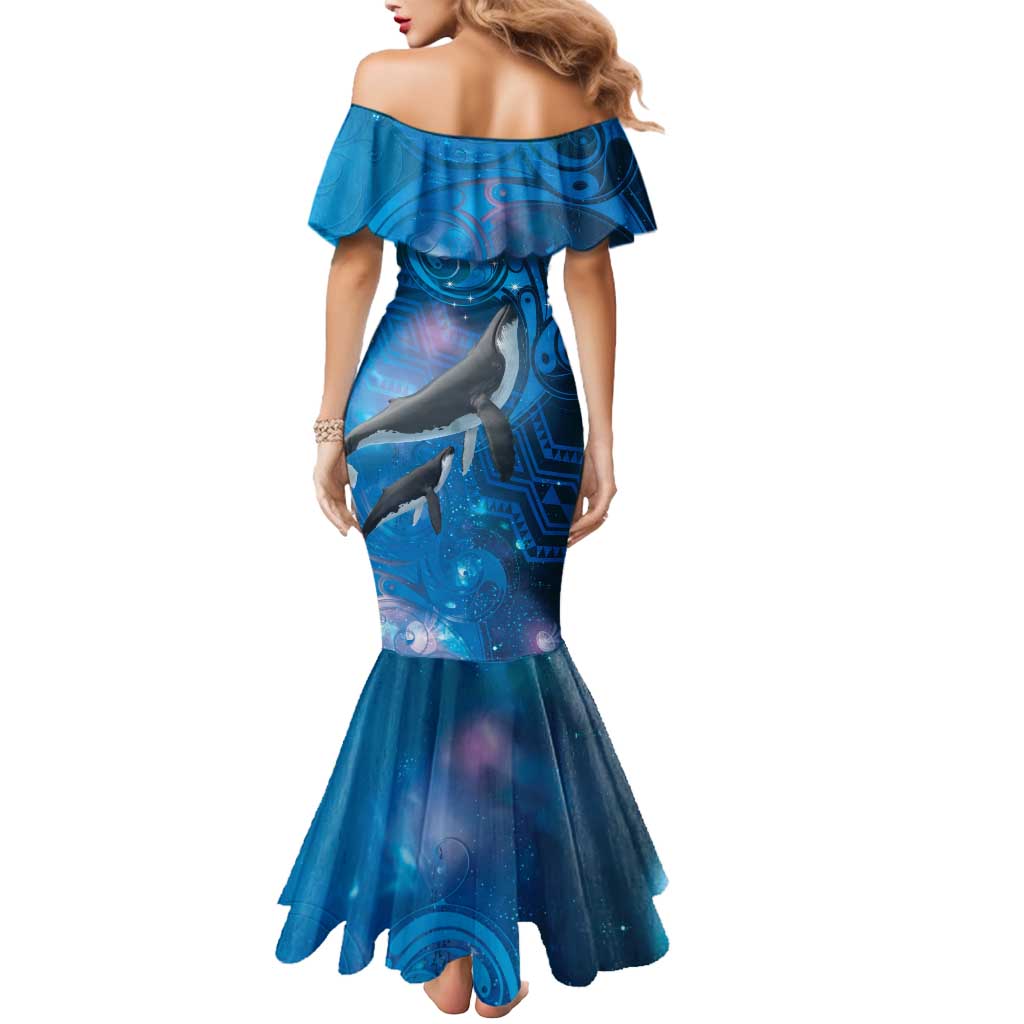 Paikea New Zealand Matariki Mermaid Dress Humpback Whale Taniko Motifs Ocean Vibes LT14 - Polynesian Pride