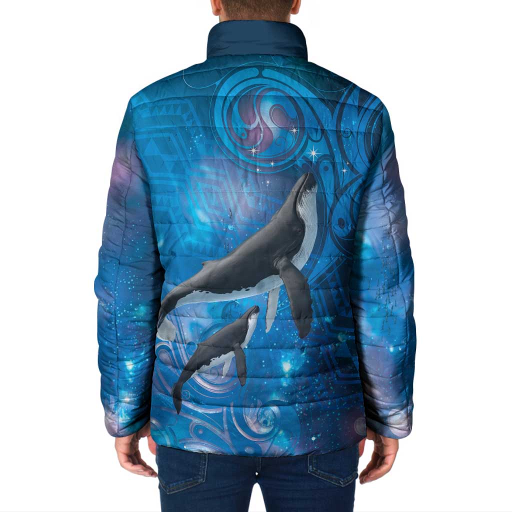 Paikea New Zealand Matariki Padded Jacket Humpback Whale Taniko Motifs Ocean Vibes LT14 - Polynesian Pride