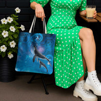 Paikea New Zealand Matariki Tote Bag Humpback Whale Taniko Motifs Ocean Vibes LT14 - Polynesian Pride