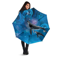 Paikea New Zealand Matariki Umbrella Humpback Whale Taniko Motifs Ocean Vibes LT14 - Polynesian Pride