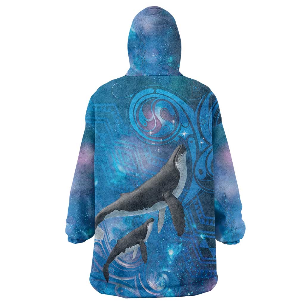 Paikea New Zealand Matariki Wearable Blanket Hoodie Humpback Whale Taniko Motifs Ocean Vibes LT14 - Polynesian Pride