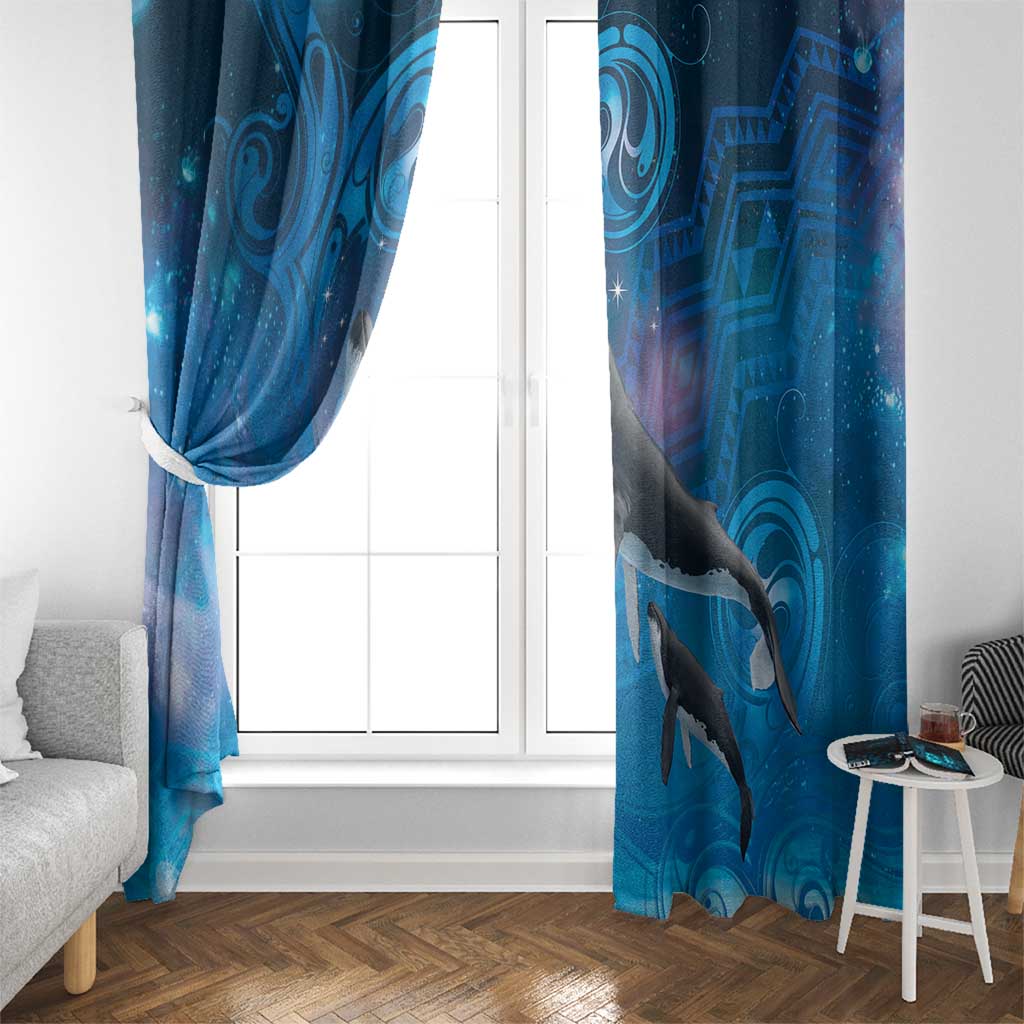 Paikea New Zealand Matariki Window Curtain Humpback Whale Taniko Motifs Ocean Vibes LT14 - Polynesian Pride