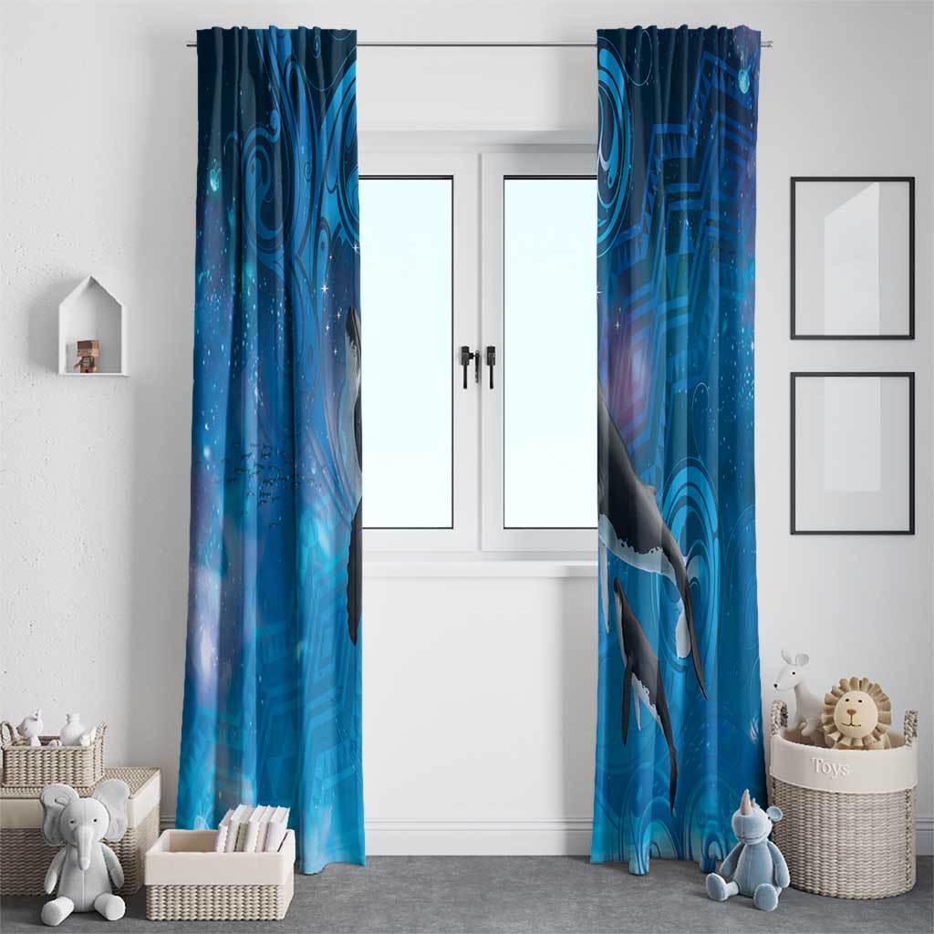Paikea New Zealand Matariki Window Curtain Humpback Whale Taniko Motifs Ocean Vibes LT14 - Polynesian Pride